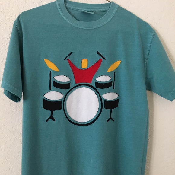 Chouinard Tops Drum Design T Shirt 100 Comfort Preshrunk Cotton